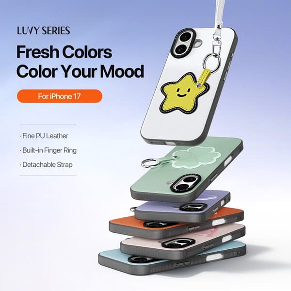 DUX DUCIS Mobilskal till iPhone 17 med Fingerring/Rem Luvy Series Vit