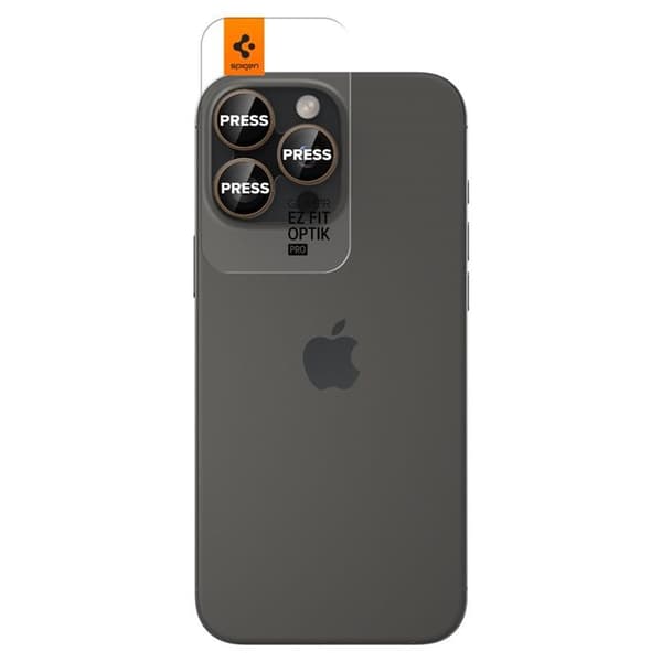 [2-pakke] Spigen iPhone 16 Pro Max/16 Pro objektivdæksel hærdet glas EZ FIT Brun