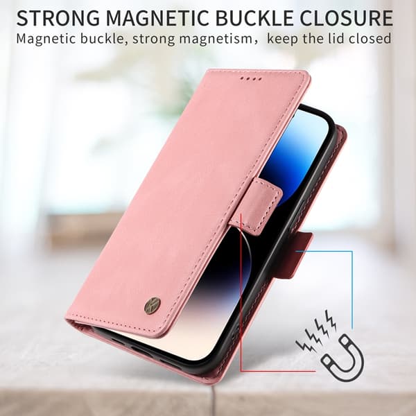 YIKATU OnePlus 15 5G Konstläder Plånboksfodral Skin-touch Feeling Rosa