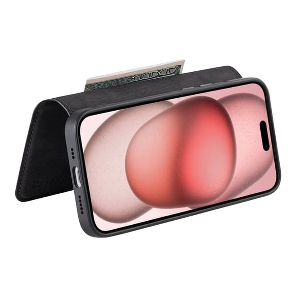 CASENEO iPhone 15 Plånboksfodral Konstläder - Svart