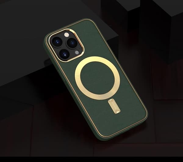 BOOM iPhone 14 Plus Magsafe Läderskal  - Grön Grön