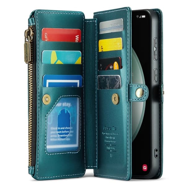 CASEME Plånboksfodral Konstläder för Samsung Galaxy S23 FE - Grön