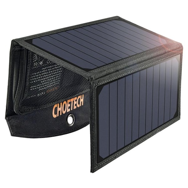 Choetech Foldable 2x USB Solladdare 19W - Svart Svart