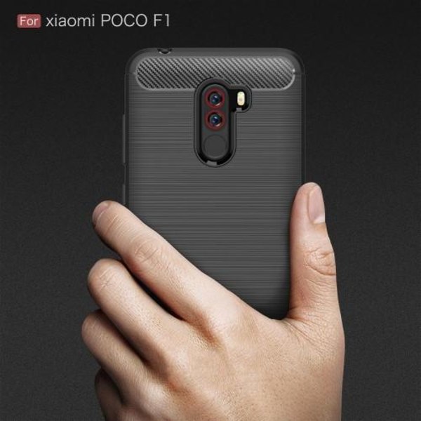 Carbon Brushed Mobilskal till Xiaomi Pocophone F1 - Svart Svart
