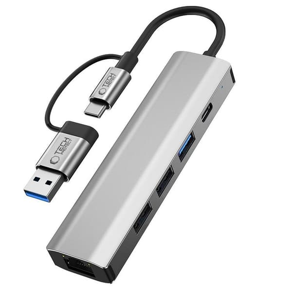 Tech-Protect HB03 5in1 Hub-adapter - Rumgrå Grå