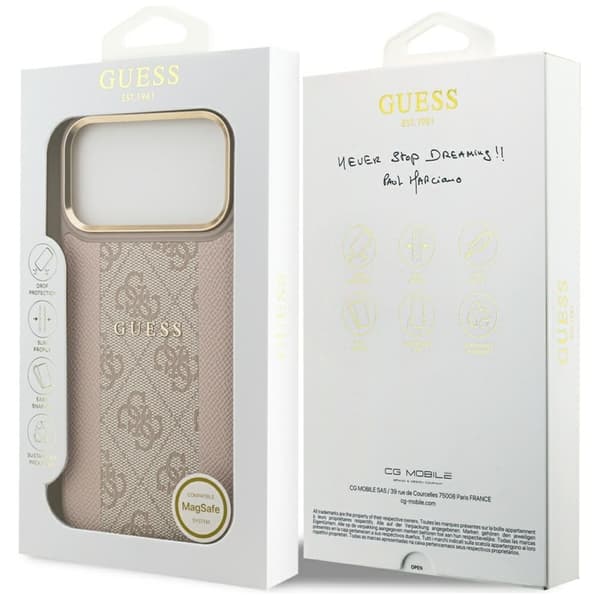 Guess Mobilskal till iPhone 17 Pro Max Magsafe Stripe - Rosa Rosa