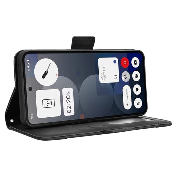 Nothing Phone (3a) Pro Plånboksfodral Läder - Svart Svart