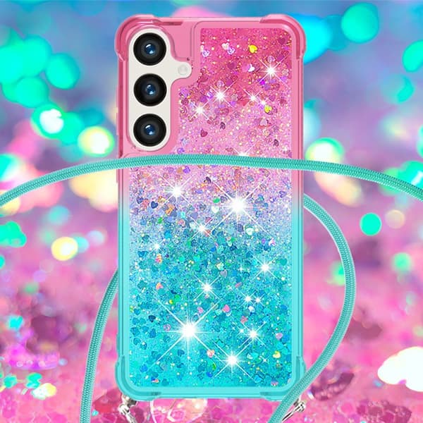 Mobilskal för Samsung Galaxy S26 Plus Gradient TPU med rem - Rosa/Skyblå