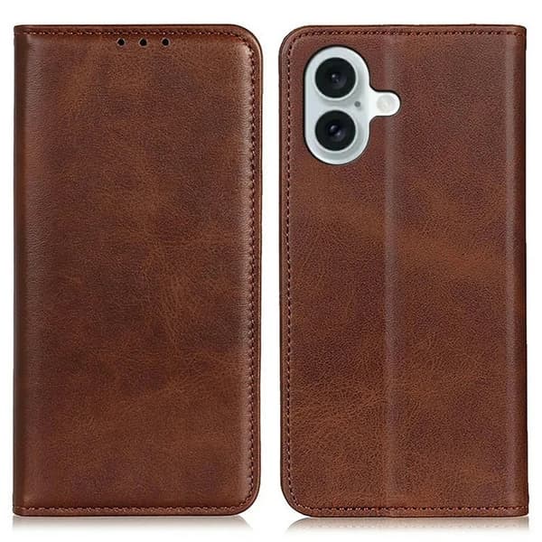 iPhone 17 Plånboksfodral Äkta läder - Coffee Brun