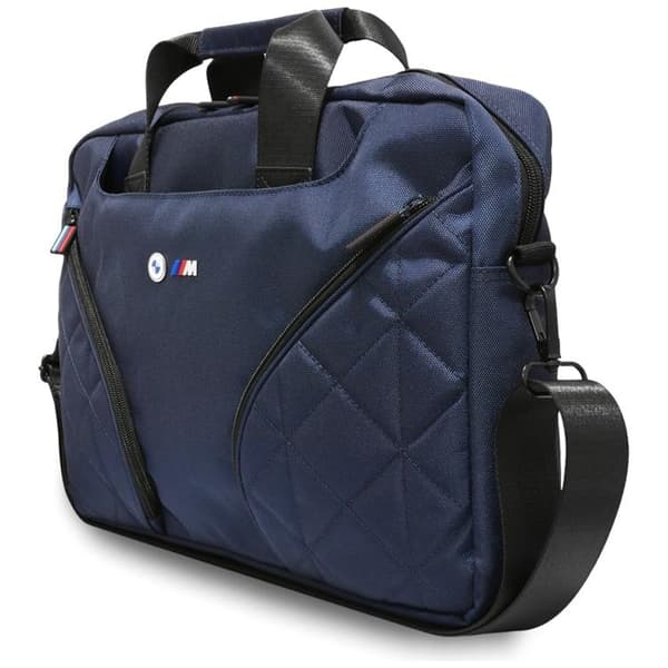 BMW Datorfodral 16" Nylon Pockets & Metal Logo - Navy Blå