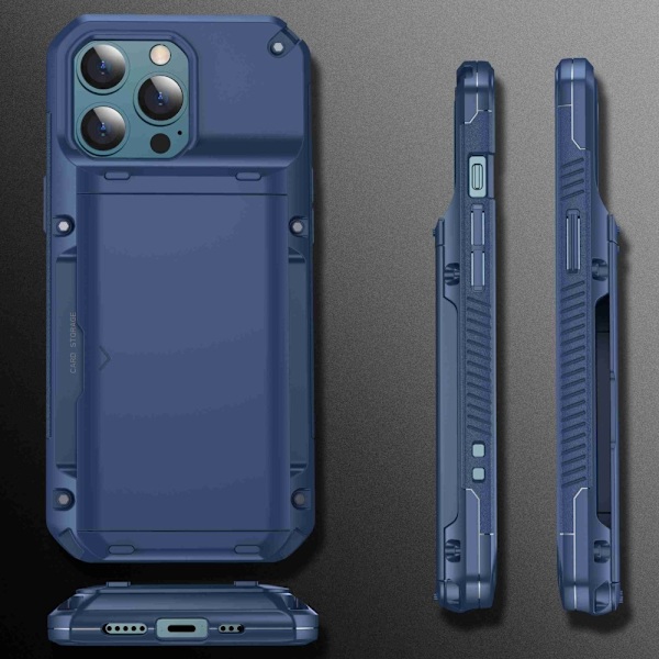 iPhone 13 Pro Max Skal Med Kortfack - Blå Blå