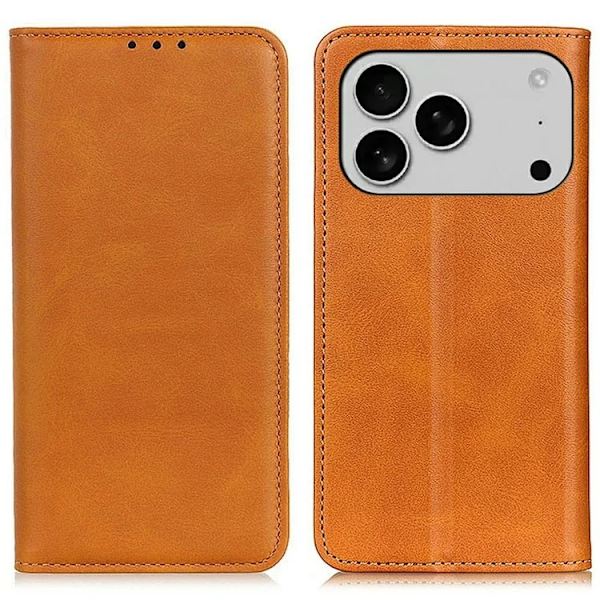iPhone 17 Pro Max Plånboksfodral Äkta läder - Brun Brun