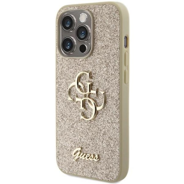 Guess iPhone 15 Pro Mobilcover Glitter Script Big 4G - Guld