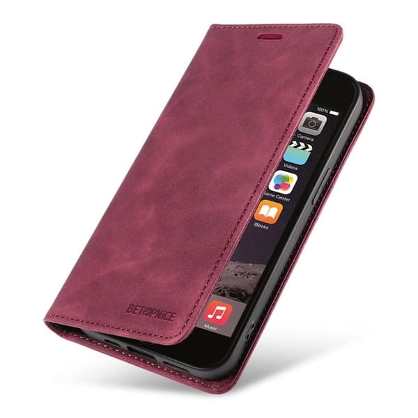 BETOPNICE 003 iPhone 6 Plus/7 Plus/8 Plus Konstläder Plånboksfodral TPU+PU - Röd