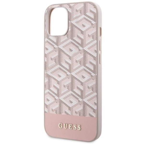 Guess iPhone 14 Plus Mobilskal MagSafe GCube Stripes - Rosa