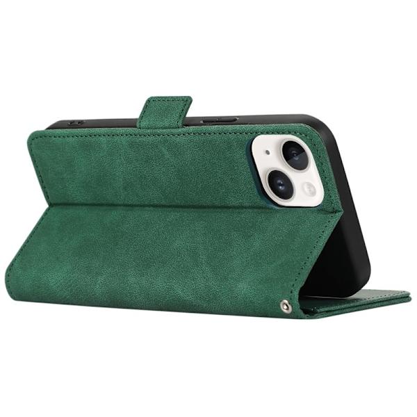 ABEEL iPhone 15 Plånboksfodral Konstläder RFID-Skydd Magnetisk Grön