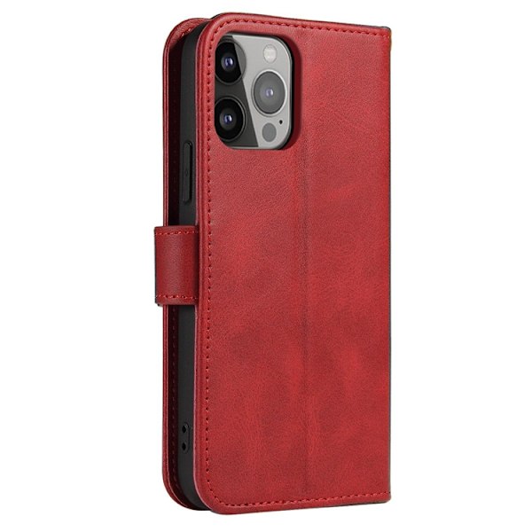iPhone 15 Pro Max Pung Etui Magnet Stativ - Rød Röd