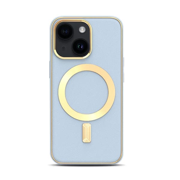 BOOM iPhone 14 Plus Magsafe nahkakuori - Vaaleansininen Blå
