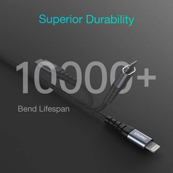 Choetech USB-C till Lightning kabel MFi 1.2m lång - Svart Black