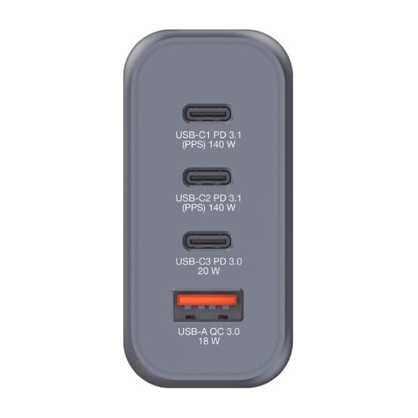 Verbatim Snabbladdare 200W GaN 3xUSB-C 1xUSB-A EU/UK/US - Svart Svart