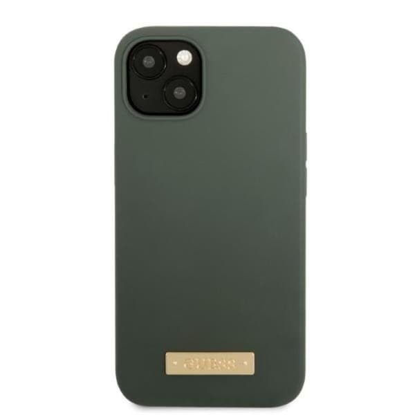Guess iPhone 13 -kuori MagSafe Silicone Logo Plate - Khaki Grön