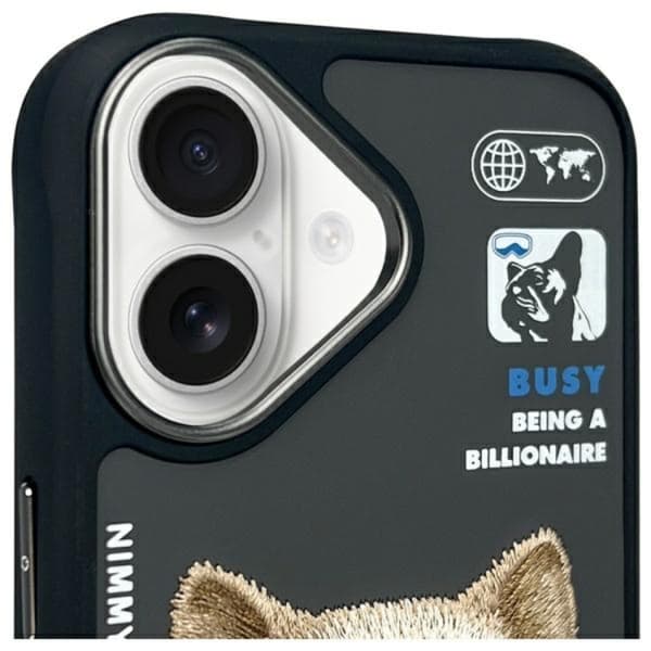 Nimmy Telefontaske til iPhone 16 Cool & Cute 2.0 Dog - Sort Black