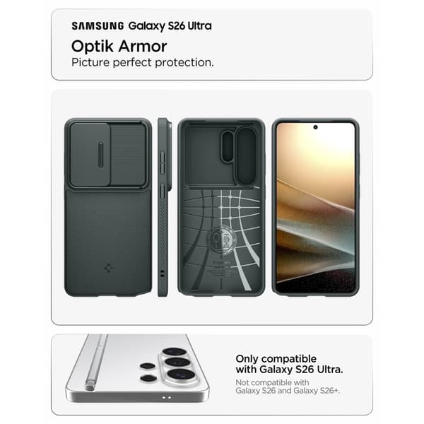 Spigen Mobilskal För Galaxy S26 Ultra Optik Armor - Abyss Grön Grön