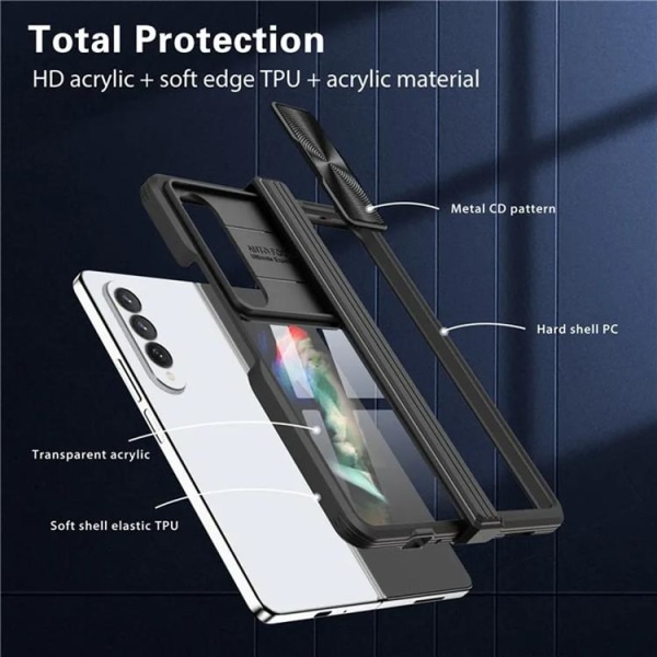 Galaxy Z Fold 4 Mobilskal 360 Kamera Slider - Svart