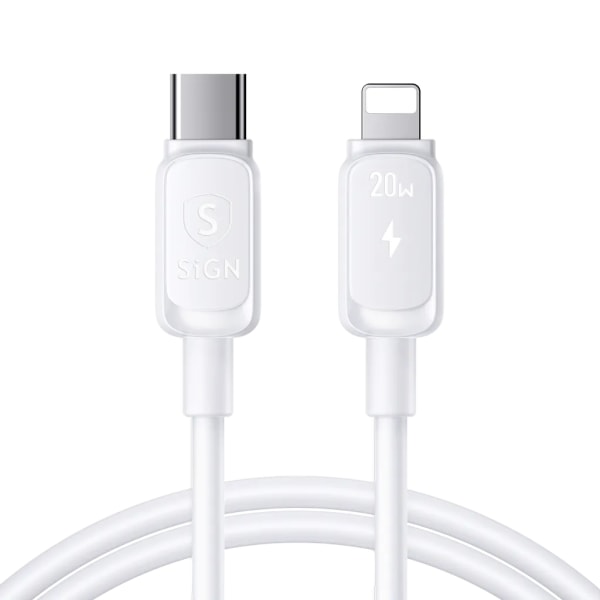 SiGN USB-C til Lightning-kabler 1,2m 20W - Hvid