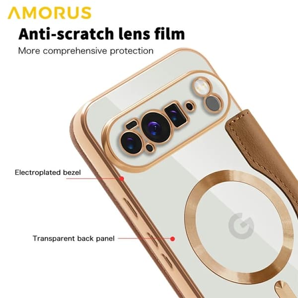 AMORUS Google Pixel 10 Pro XL Plånboksfodral Magsafe RFID-Skydd - Brun Brun