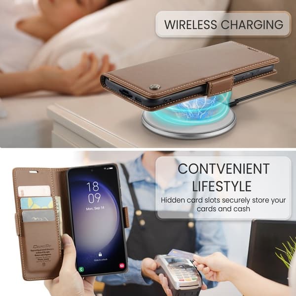 CASEME Plånboksfodral Konstläder för Samsung Galaxy S24+ - Brun
