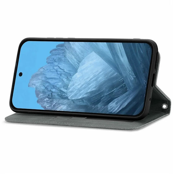 Google Pixel 10/10 Pro Konstläder Plånboksfodral Magnetic Absorption - Grå Grå