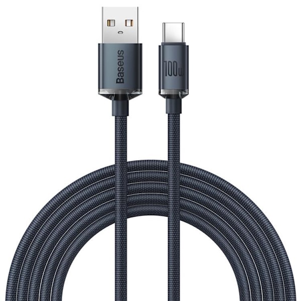 Baseus Crystal USB-C till USB-A kabel 100W 2m - Svart Svart