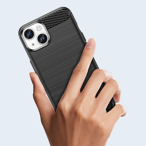 iPhone 14 Plus Skal Carbon Fiber Texture - Blå Blå
