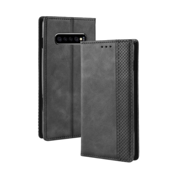 Vintage Plånboksfodral till Samsung Galaxy S10 Plus - Svart Svart