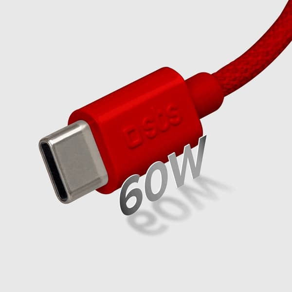 SBS USB-C - USB-C Kabel 1.5m 60W Braided - Röd Röd