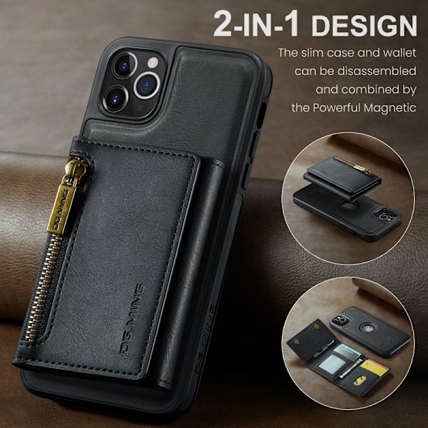 DG.MING M5 Series iPhone 11 Pro Max Plånboksfodral Konstläder - Svart