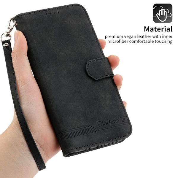 DIERFENG DF-03 iPhone 14 Pro Max Plånboksfodral Konstläder - Svart