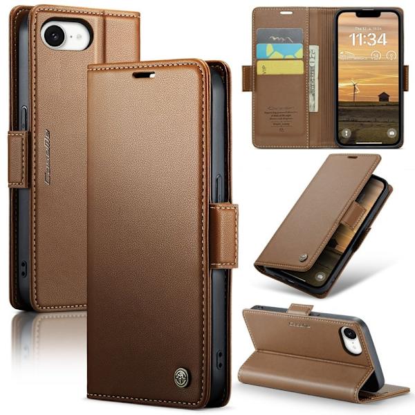 CASEME Plånboksfodral Konstläder för iPhone 16e RFID-Skydd - Brun