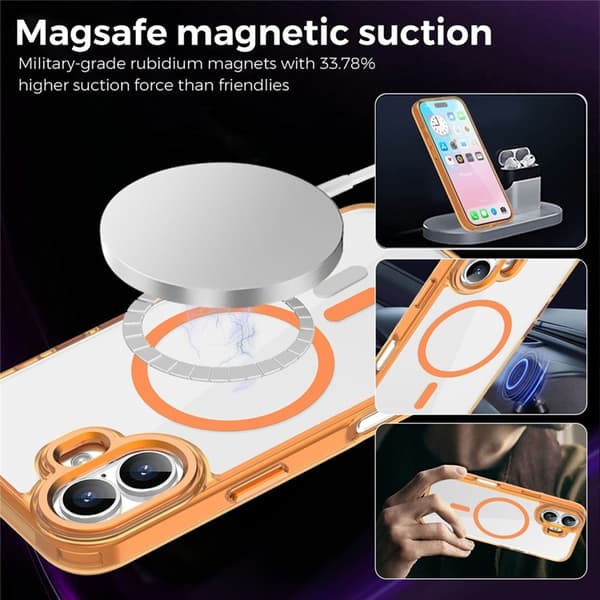 Mobilskal till iPhone 17 MagSafe Transparent TPU+PC - Orange Orange
