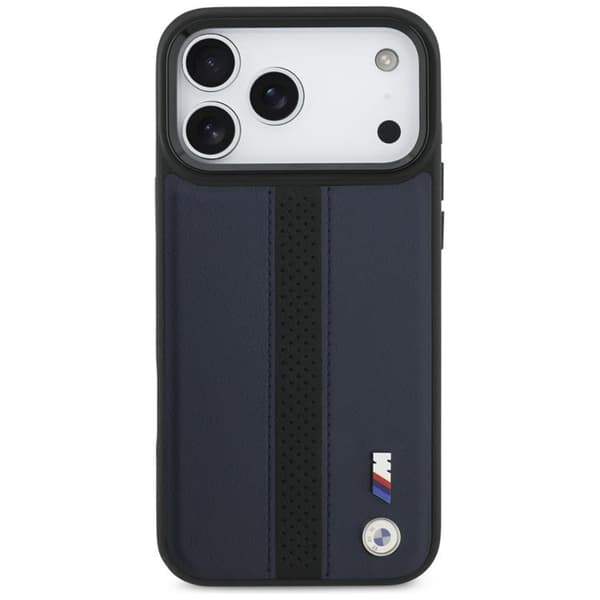 BMW telefontaske til iPhone 17 Pro Max MagSafe M perforeret stribe logo - Navy Blå