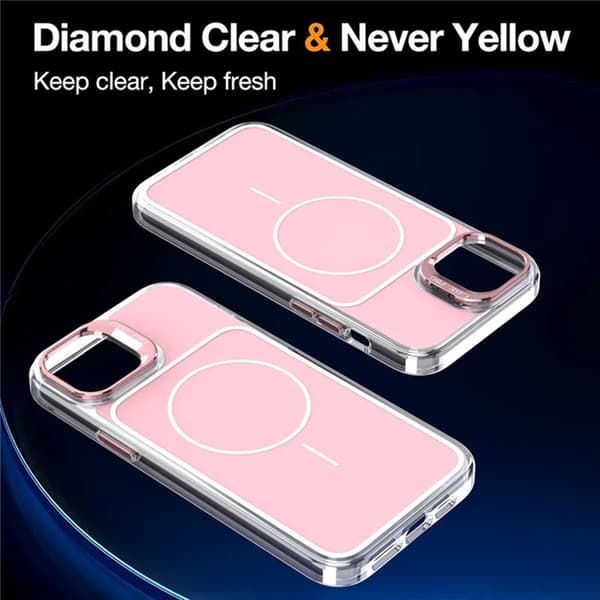 Mobilskal till iPhone 15 Plus MagSafe Lens Kickstand med Handrem - Rosa Rosa