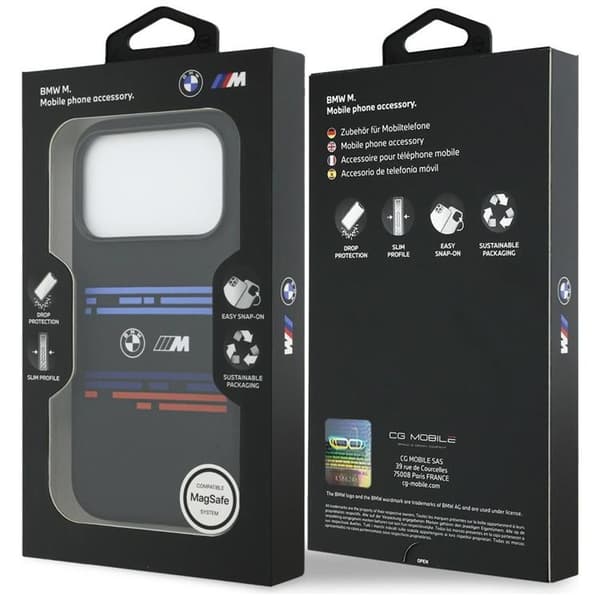 BMW Mobilskal till iPhone 17 Pro MagSafe Silikon Horizontal Line Svart