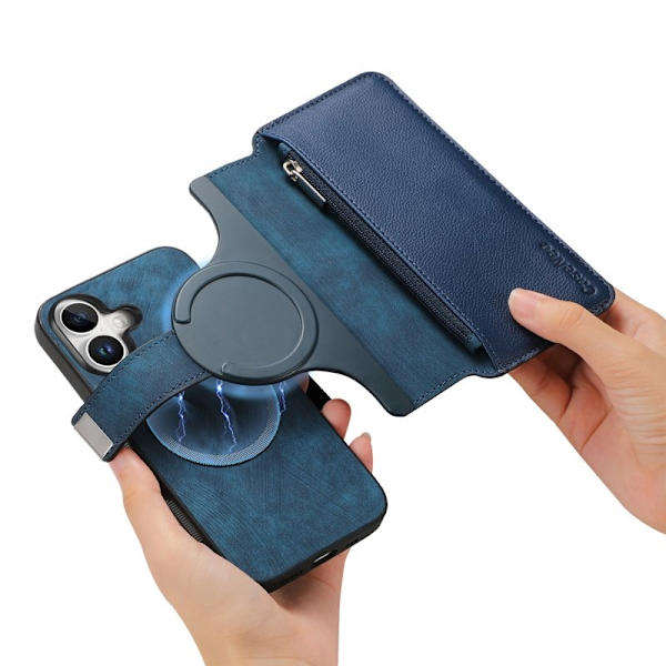 CASENEO MW-02 iPhone 16 Plus Plånboksfodral Konstläder - Blå