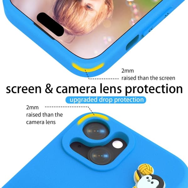Penguin Mobilskal till iPhone 14/13 Kickstand Stöttålig EVA - Blå