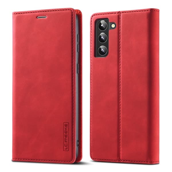 LC.IMEEKE Plånboksfodral Samsung Galaxy S22+ 5G - Röd Konstläder
