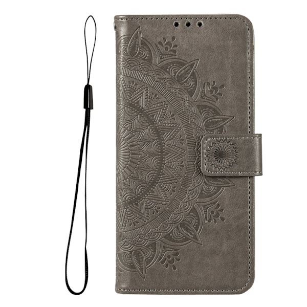 Galaxy S26 Edge Plånboksfodral Imprinted Totem Läder - Grå Grå