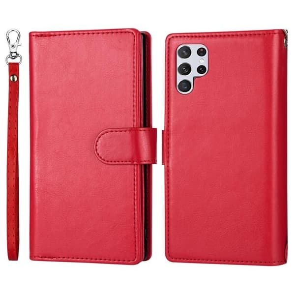 2-i-1 Plånboksfodral med 9 Kortplatser Galaxy S22 Plus 5G - Röd Röd