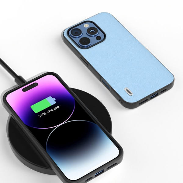 ABEEL Mobilskal till iPhone 16 Pro Max Äkta Läder Anti-Scratch Blå