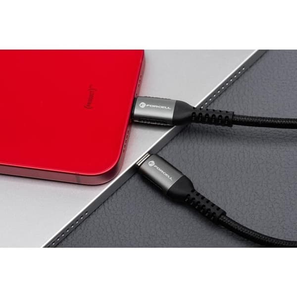 Forcell USB-A - Lightning 12W 2.4A Kabel 0.5m PD Cafule Svart Svart